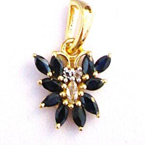 NWT Silver, Diamond,Genuine Sapphires (2.25ct) Pendant